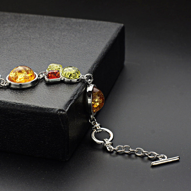 Ovales Multikolores Baltisches Synthetisches Bernsteinkettenarmband