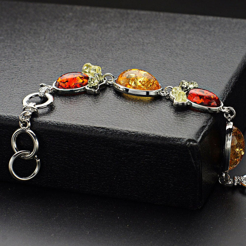 Ovales Und Knochenform Farbenfrohe Baltische Synthetische Bernsteinverbindungskette Armband