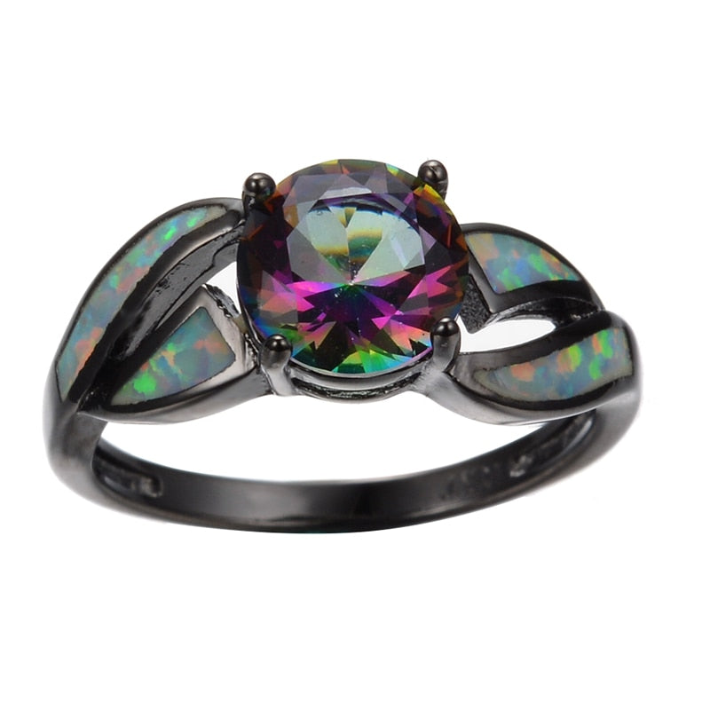 Saphir Opal Schwarzes Goldgefüllungsring