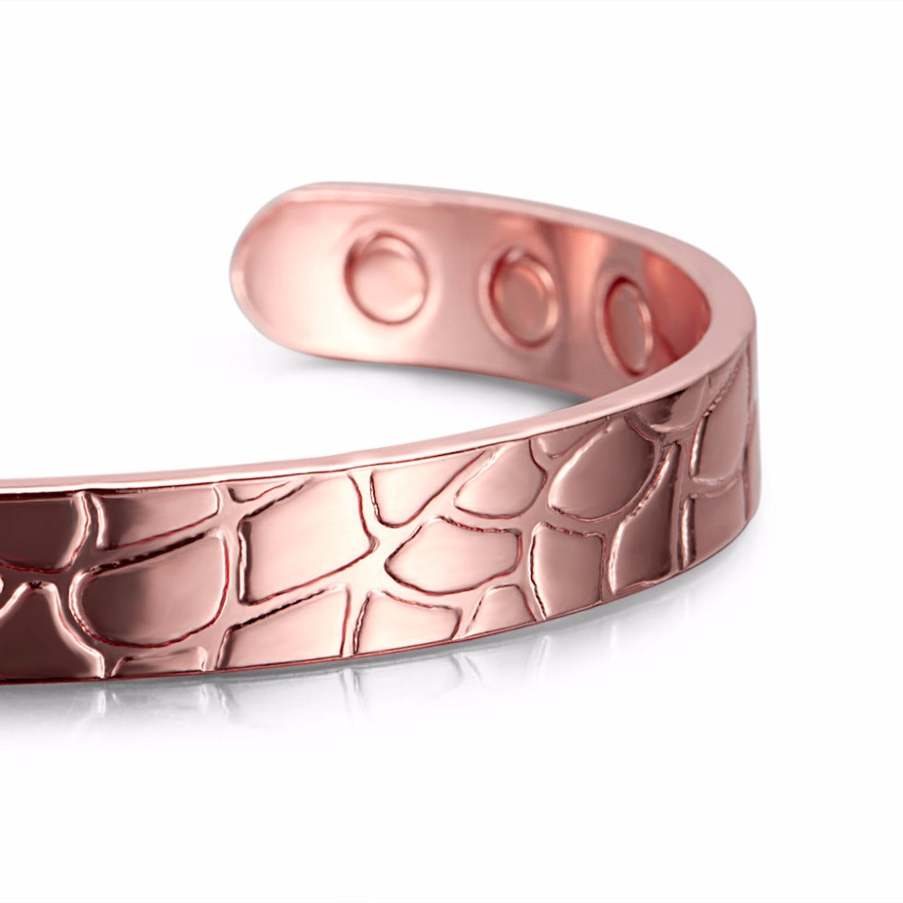 Mosaisch Gemustertes Rosengold  Kupfermanschettenmagnetarmband