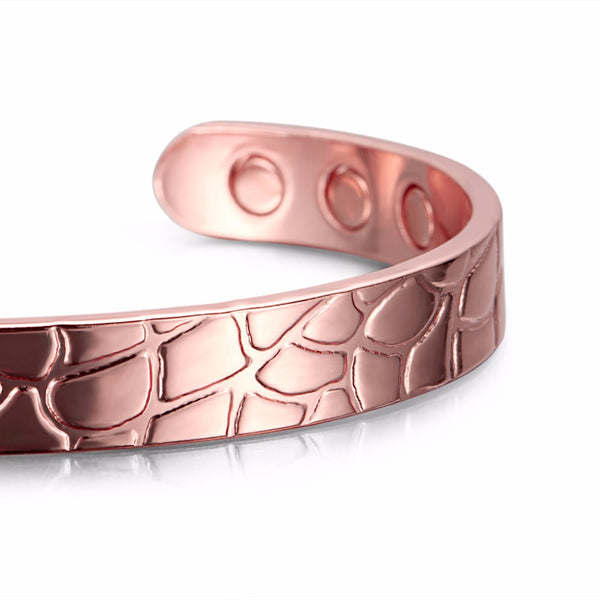 Mosaisch Gemustertes Rosengold  Kupfermanschettenmagnetarmband