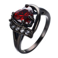 Rotes Herz Weiße Kubische Zirkonia Schwarze Verlobungsring