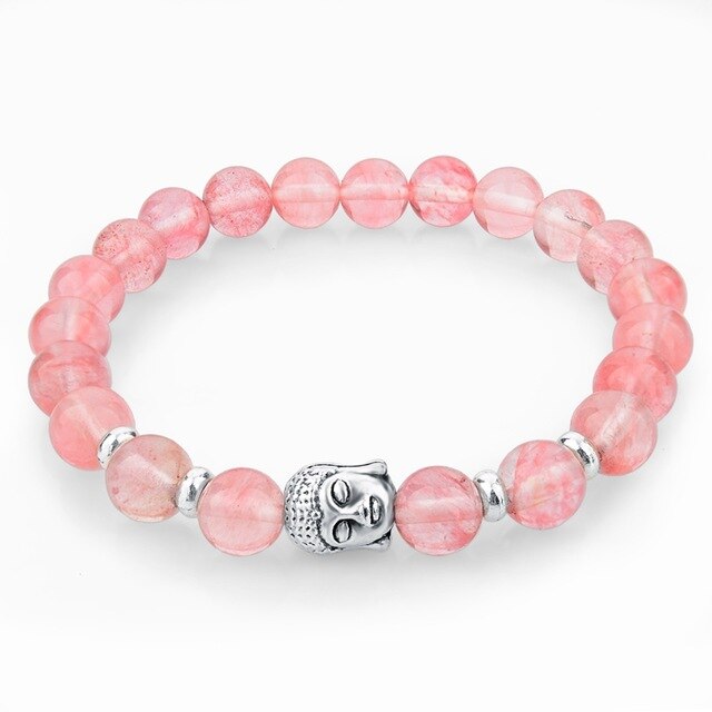 Natursteinperlen Und Buddha  Charmarmband
