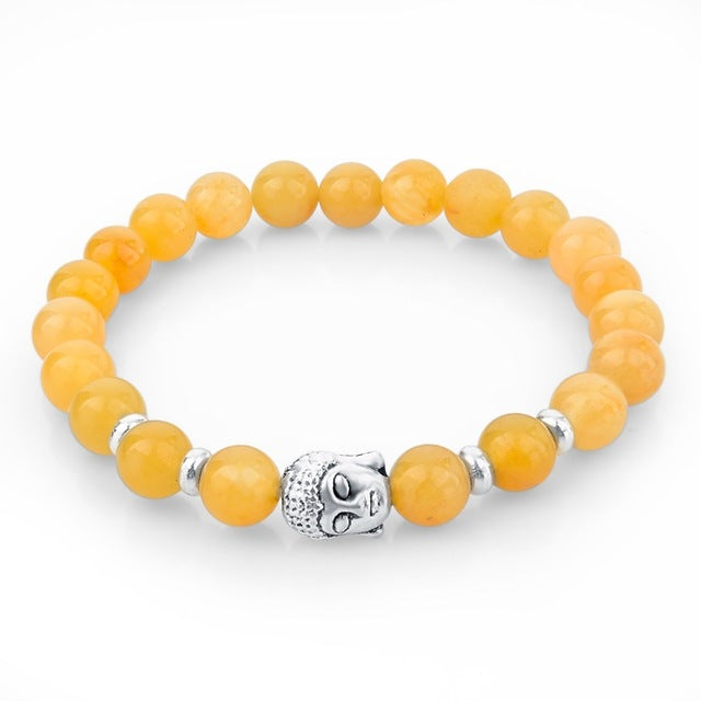 Natursteinperlen Und Buddha  Charmarmband