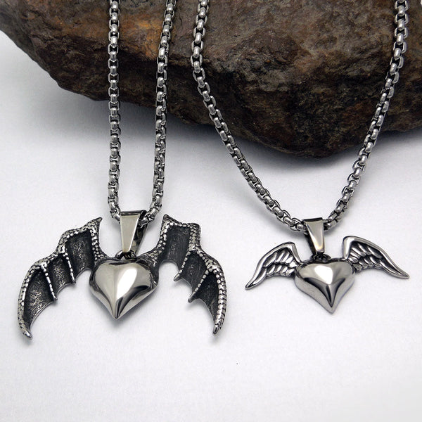 Silberton  Edelstahl  Fledermausflügel Und Engelsflügelanhänger