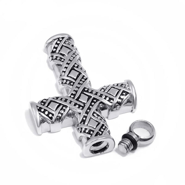 Silber  Und Schwarzkreuz  Andenken  Urne Für Ashes Memorial Anhänger Halskette