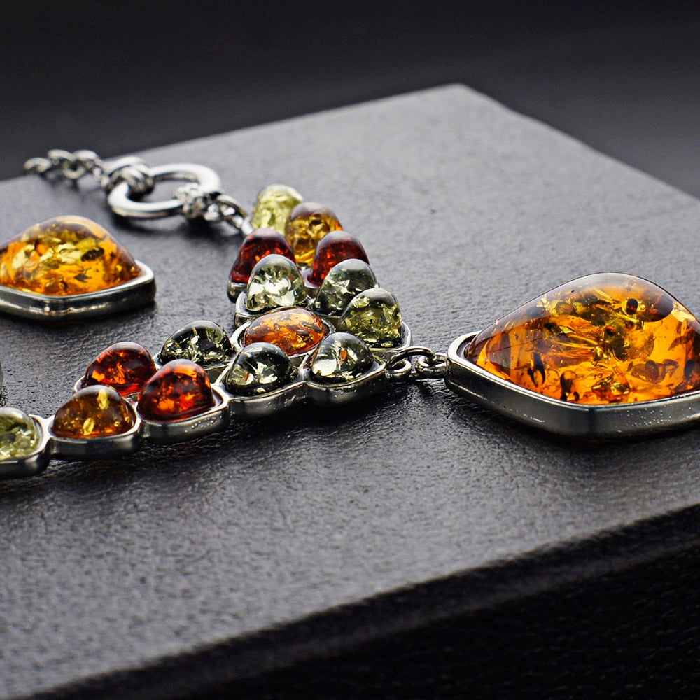 Multicolor Baltic Synthetic Bamern Halskette Ohrringe Schmuckset