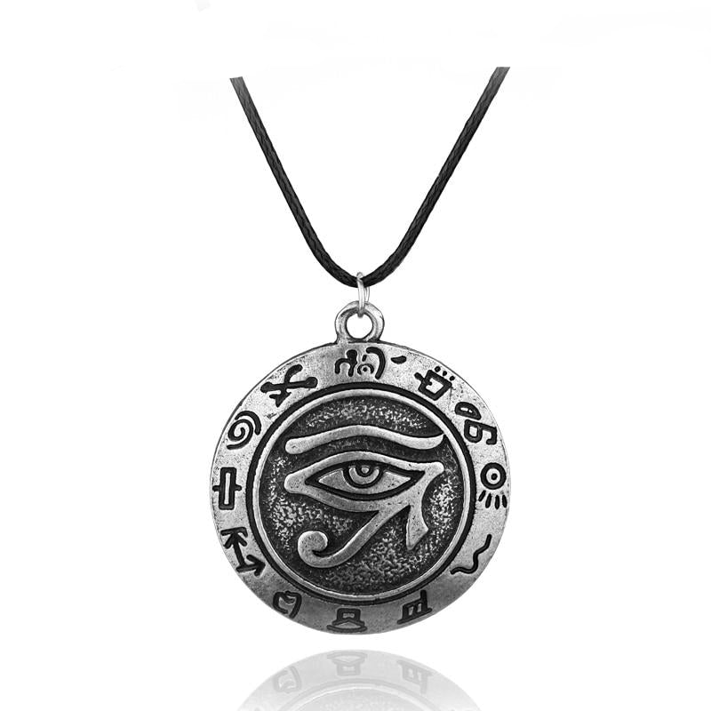 Ägyptisches Auge Des Horus  Charmanhängers In Lederkette