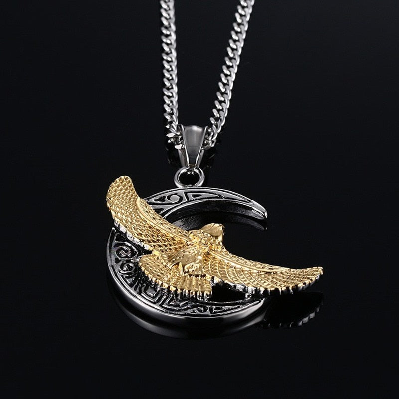 Halskette Aus Silber Und Gold Eagle Hawk Anhänger