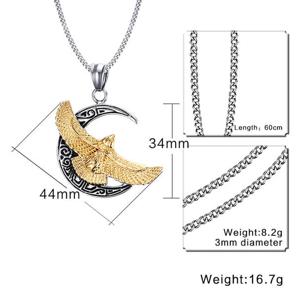 Halskette Aus Silber Und Gold Eagle Hawk Anhänger
