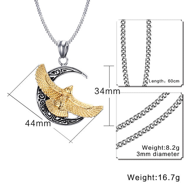 Halskette Aus Silber Und Gold Eagle Hawk Anhänger