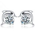 925 Sterlingsilber  Delphinohrringe Mit Zirkoniakristall