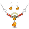Multicolor  Herz  Baltic Synthetic Bamern Halskette Ohrringe Schmuckset