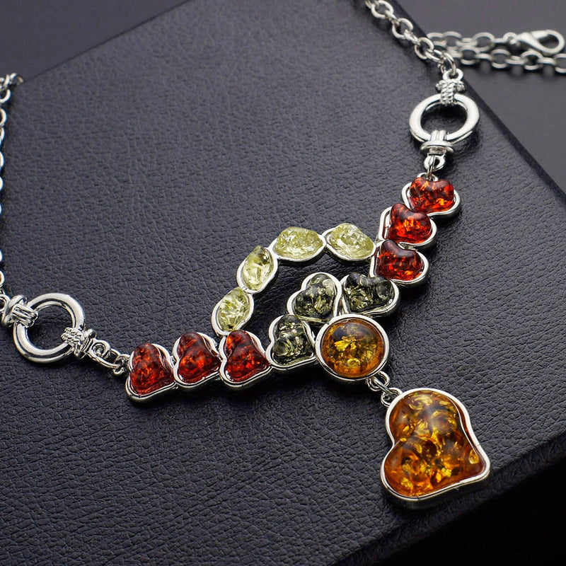 Multicolor  Herz  Baltic Synthetic Bamern Halskette Ohrringe Schmuckset