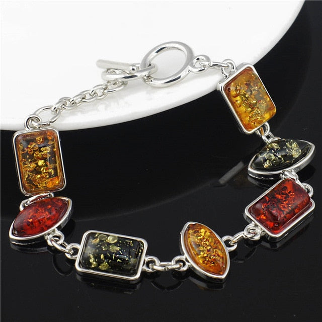 Mehrfarbiger Baltischer Synthetischer Amber Chic Link Armband