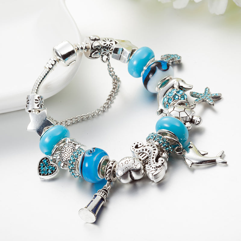 Murano Glasperlen Meereskreaturen Charme Armband Frauen S Schmuck