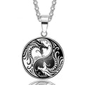 Edelstahl Yin Und Yang Dragon Anhänger Halskette