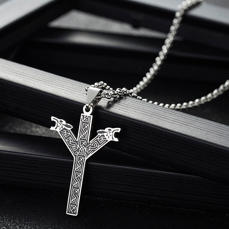 Algiz Elder Futhark Viking Rune Anhänger Halskette