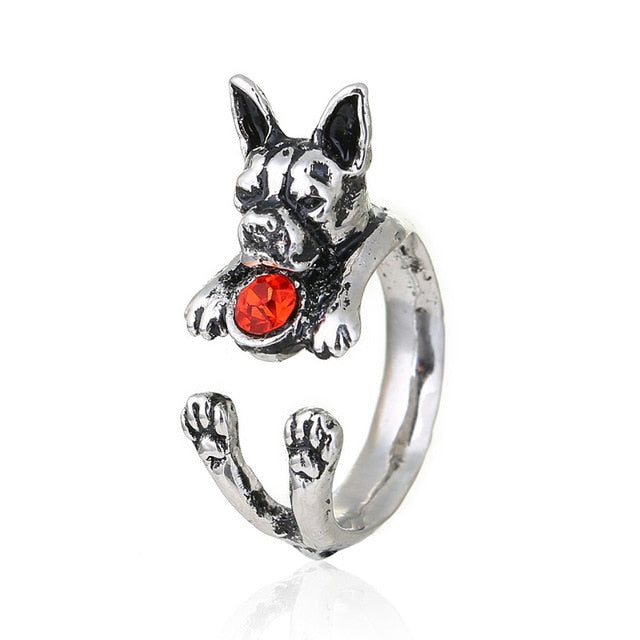 Antike Silber Mit Kristall Strasshund Ring Frauen S Schmuck Plattiert