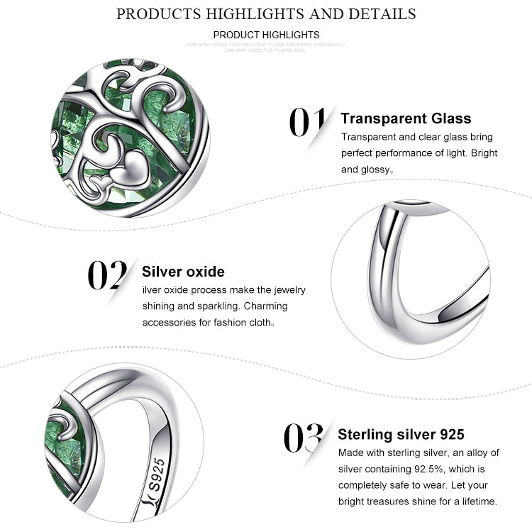 925 Sterling Silbergrün Österreichischer Kristallbaum Des Lebens Ring
