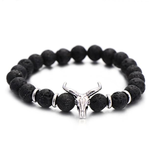 Bullenkopfschädel Mit Kubischem Zirkonia  Armband Für Männer