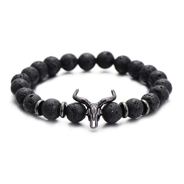 Bullenkopfschädel Mit Kubischem Zirkonia  Armband Für Männer