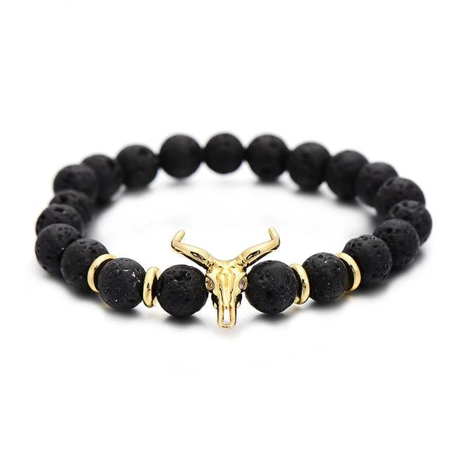 Bullenkopfschädel Mit Kubischem Zirkonia  Armband Für Männer