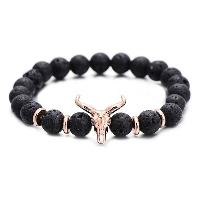 Bullenkopfschädel Mit Kubischem Zirkonia  Armband Für Männer
