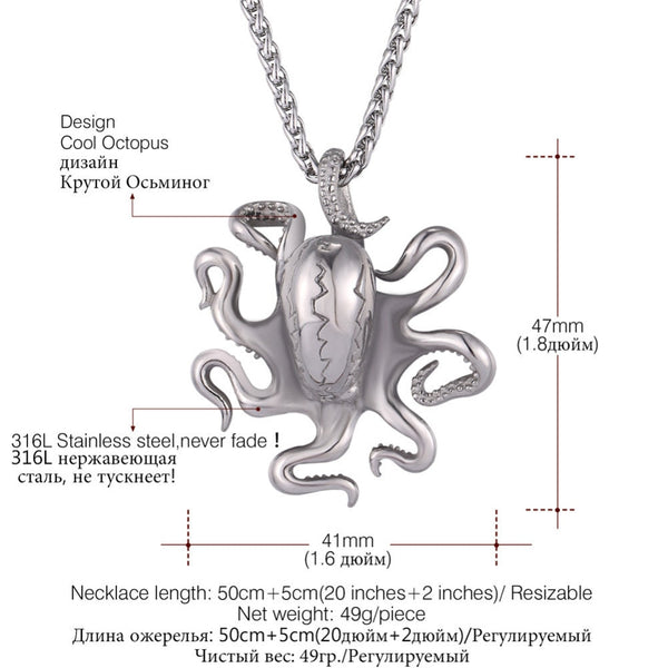 Oktopus Aus Rostfreiem Stahl Halskette Anhänger