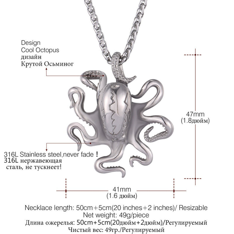 Oktopus Aus Rostfreiem Stahl Halskette Anhänger