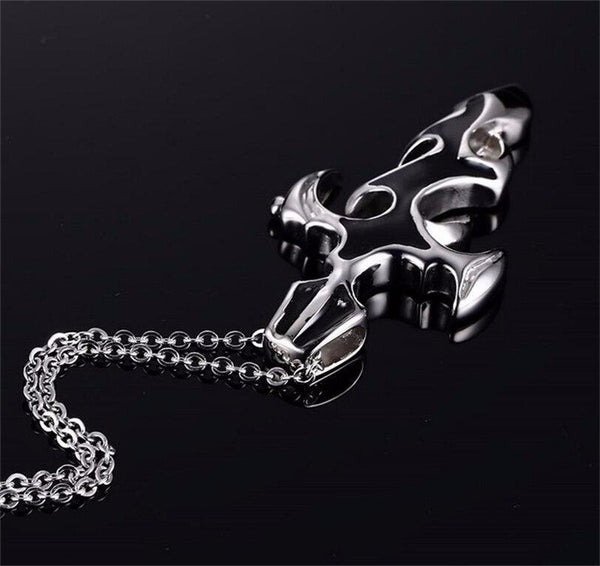 Edelstahl Schwarzer Pistolierter Kreuzkette