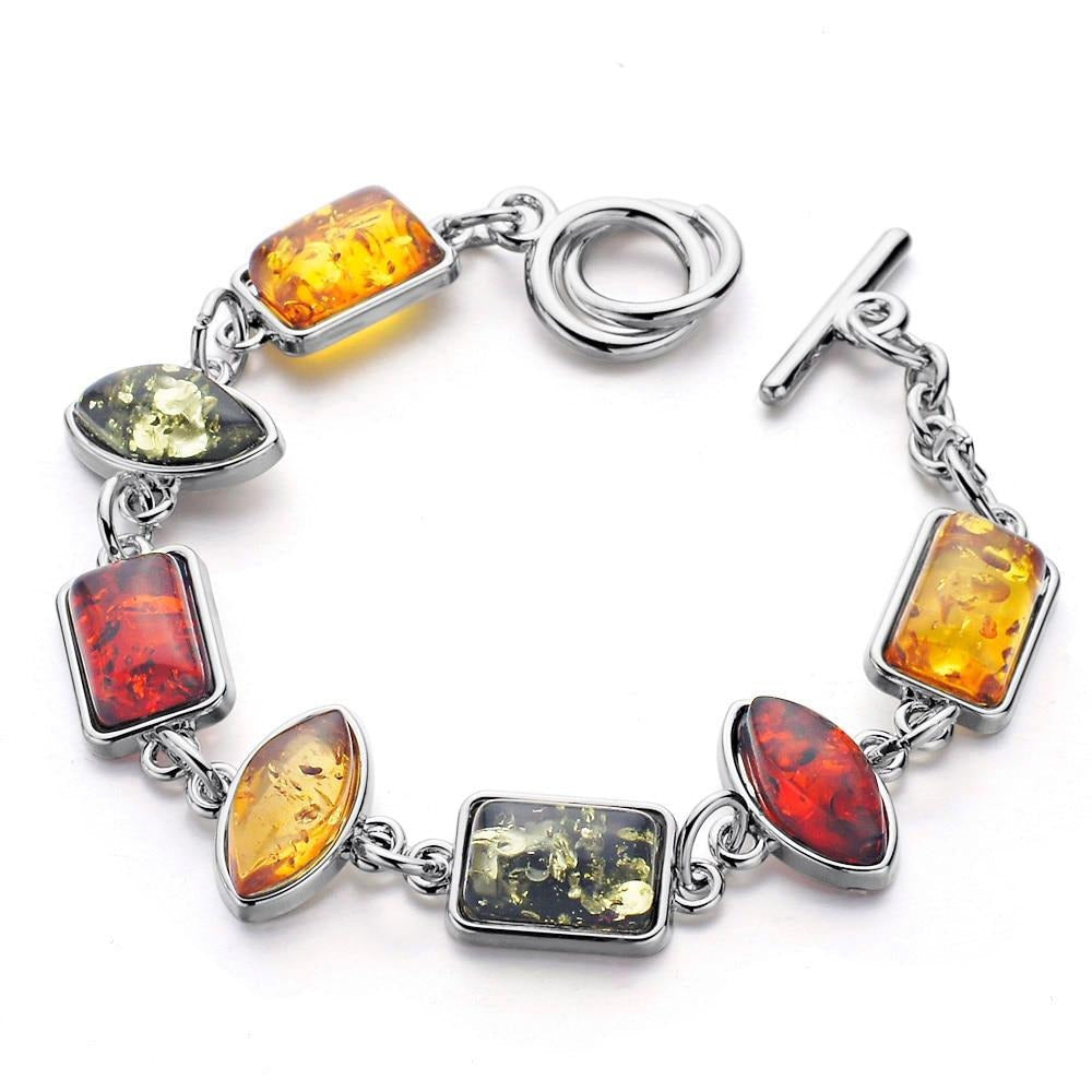 Mehrfarbiger Baltischer Synthetischer Amber Chic Link Armband