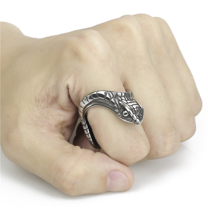 Edelstahl Viper Schlangenring Männer Schmuck