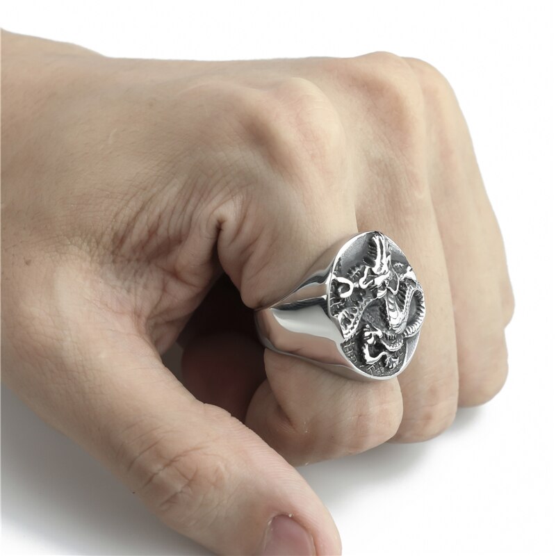 Chinesischer Drachen Yin Und Yan Ring Für Männer