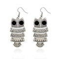 Antike Bronze Silber Bohemian Eulen Bolzen Ohrringe Frauens Schmuck
