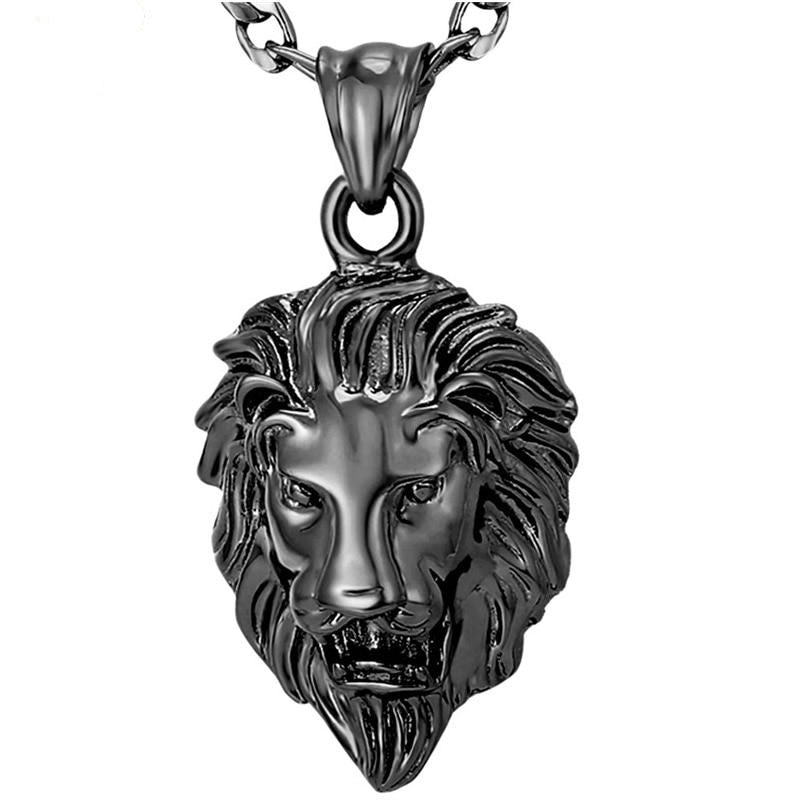 Big Lion Black Choker Anhänger Halskette