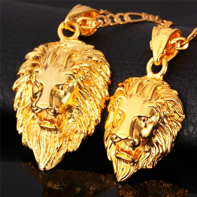 Big Lion Black Choker Anhänger Halskette