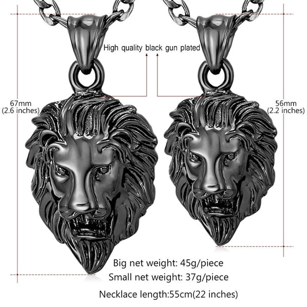Big Lion Black Choker Anhänger Halskette