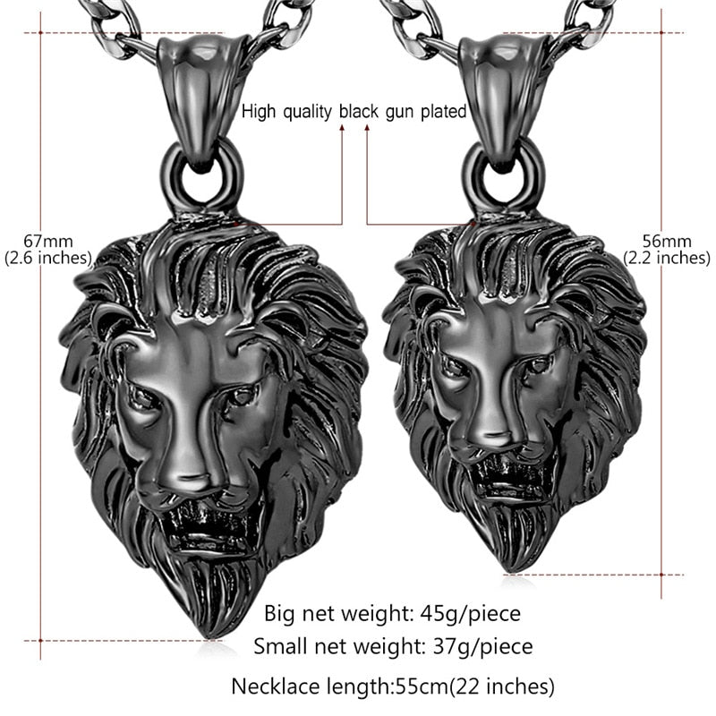 Big Lion Black Choker Anhänger Halskette