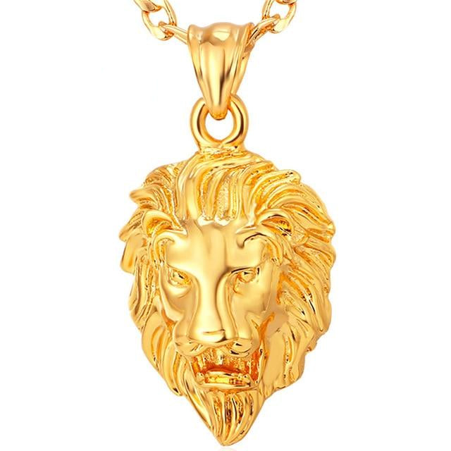 Big Lion Black Choker Anhänger Halskette