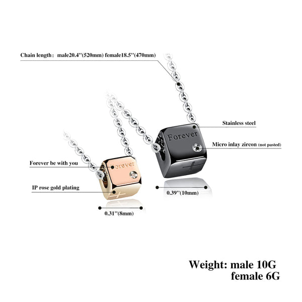 Schwarz Und Roségold  Quadrat  Anhänger Halskette