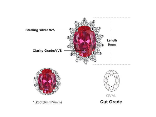 1.5Ct Rot Erzeugt Ruby Bolder Ohrringe 925 Sterling Silber