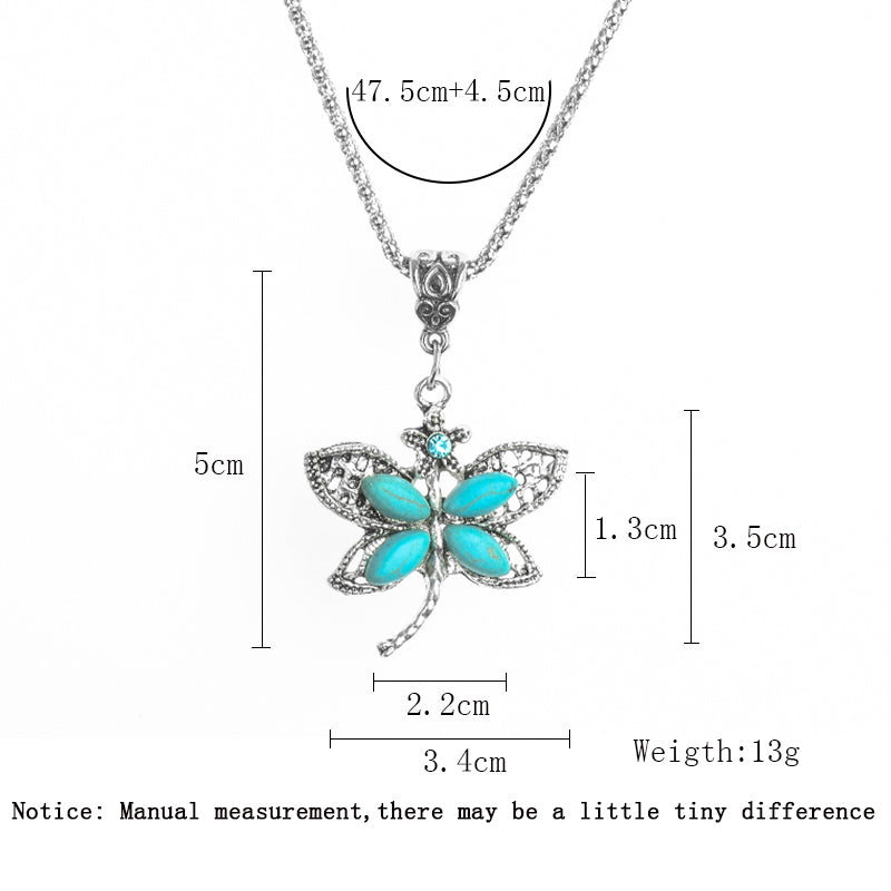 Blauer Opalstein Und Strasseule Anhänger Halskette Frauen Juwely