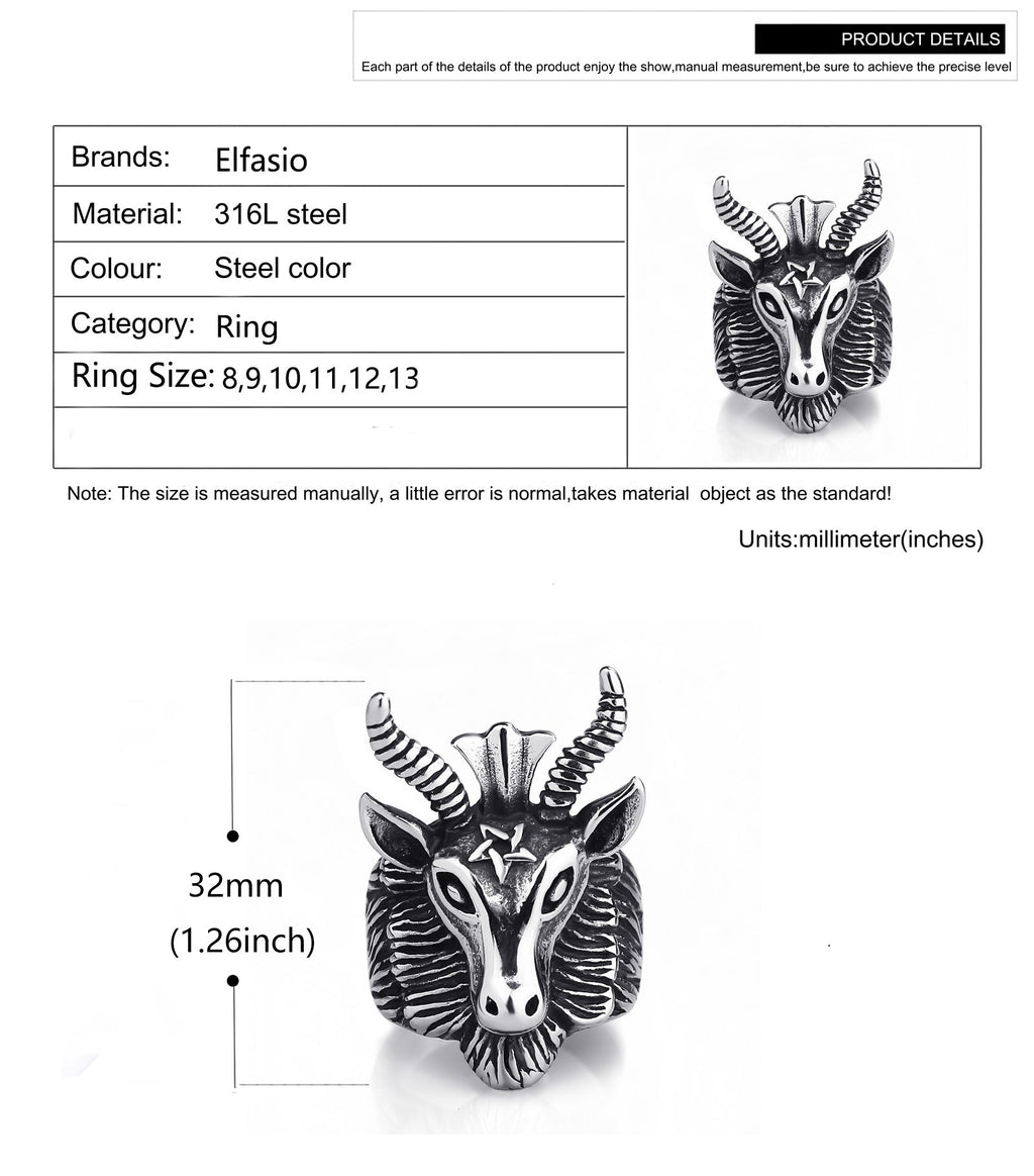 Edelstahlziegen Kopfhörner Okkultierter Männer Ring