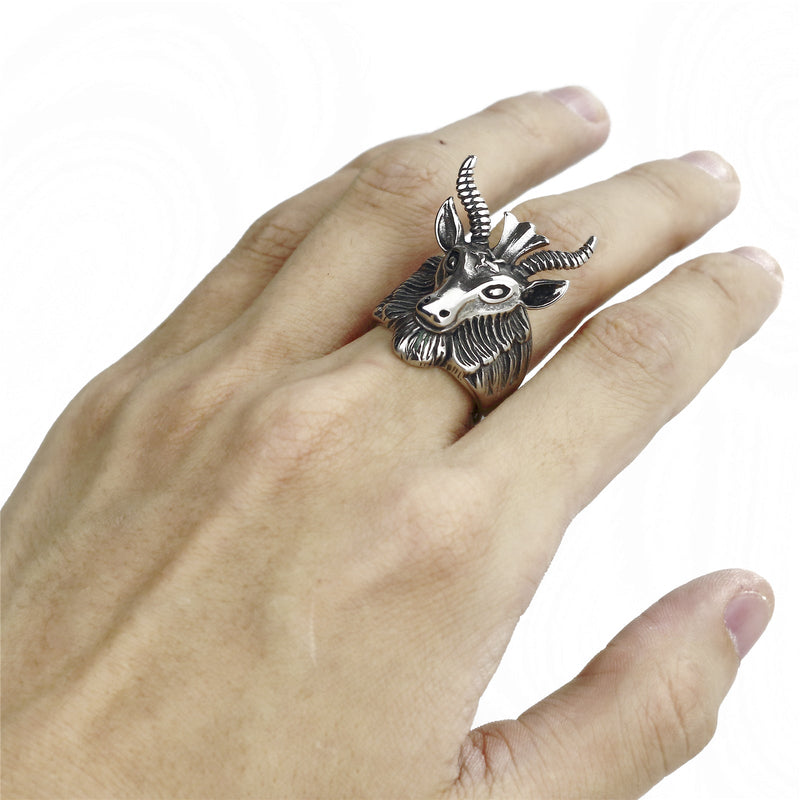 Edelstahlziegen Kopfhörner Okkultierter Männer Ring