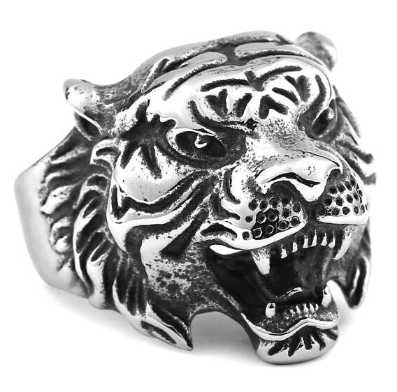 Tigerkopf Edelstahlring