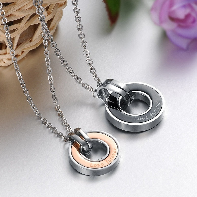 Liebe Für Immer Schwarz Und Roségold Paar Anhänger Halsketten