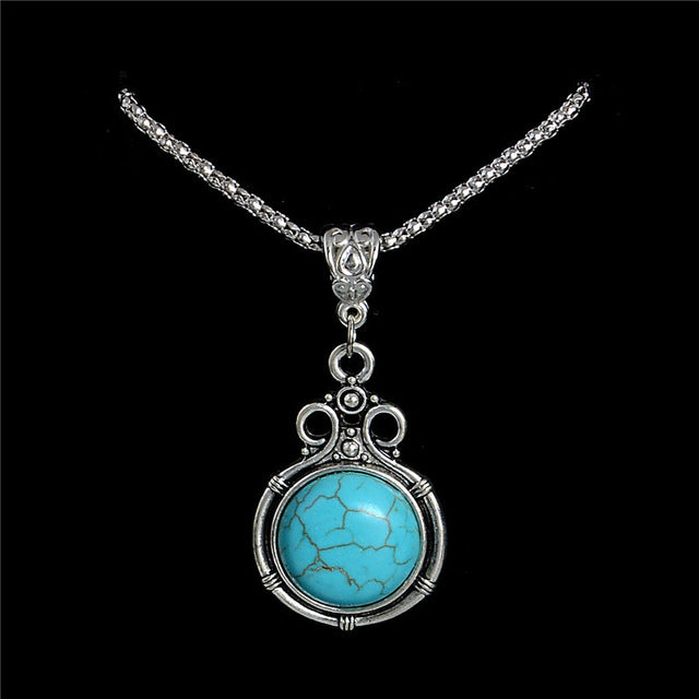 Blauer Opalstein Und Strasseule Anhänger Halskette Frauen Juwely