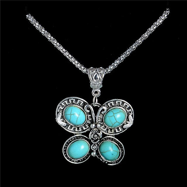 Blauer Opalstein Und Strasseule Anhänger Halskette Frauen Juwely