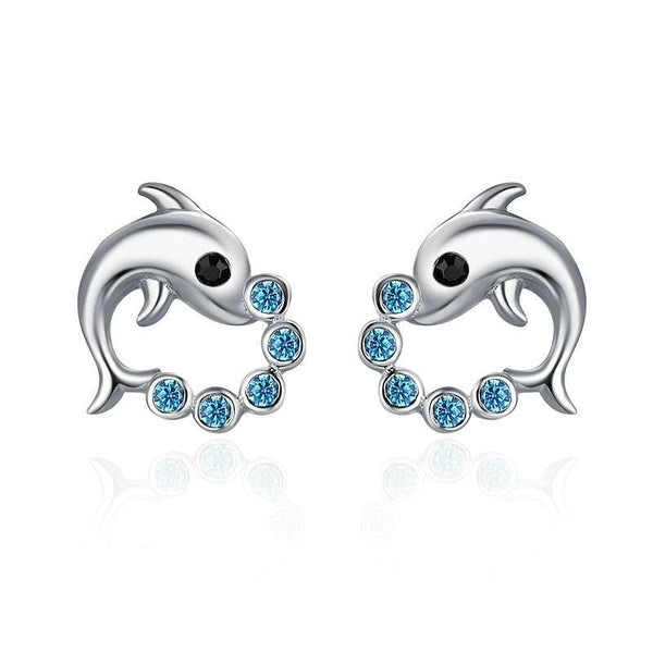 925 Sterlingsilber Mit Kubischen Zirkonia  Delphin  Ohrringen Frauens Schmuck